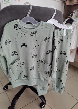 Новый спортивный костюм для мальчика, утепленный легким флисом, 80, 92 размер flamingo