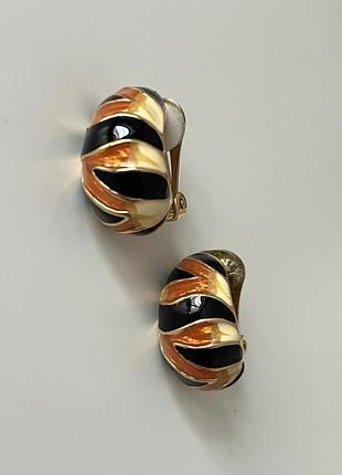 Вінтажні кліпси kenneth jay lane з тигрячим принтом