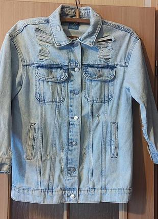 Пиджак женский джинсовый бренд sinsay удлиненный, размер 36