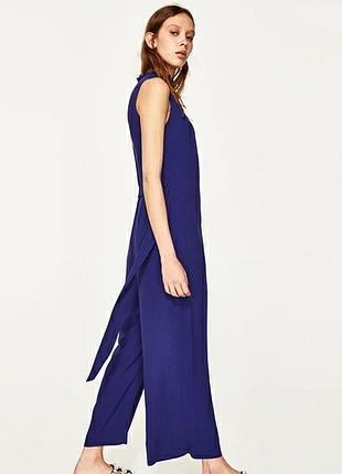 Віскозний брючний комбінезон zara basic з мереживним чокером