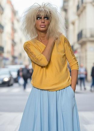 Шерстяной джемпер с кашемиром люрексом стразами вырезы сетка les etoiles claires пуловер свитер