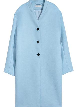 Пальто h&m з суміші вовни ніжно-небесного кольору😍