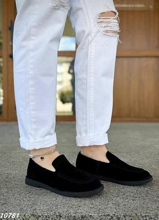 Код 10781 лоферы черные натуральная замша