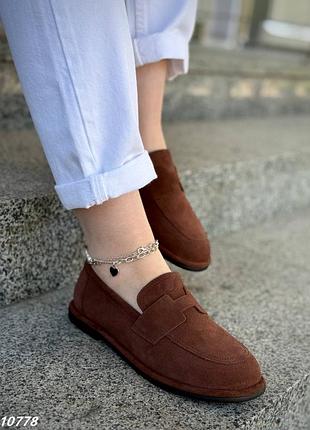 Код 10778 лоферы коричневые натуральная замша
