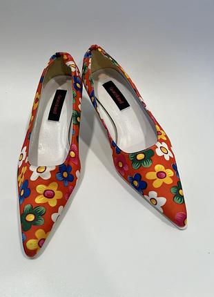 Туфлі атласні квіткові