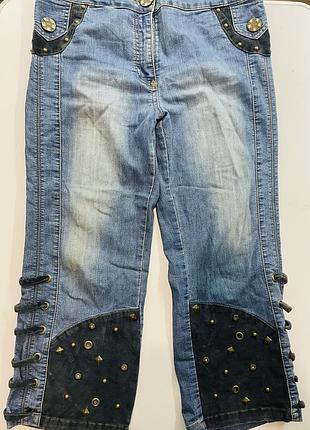 Бриджі джинс + оксамит