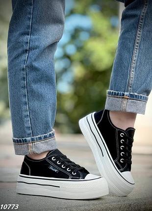 Код 10773 кеды черные обувной текстиль + резина