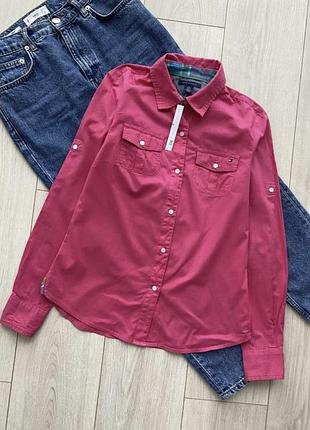 Tommy hilfiger жіноча сорочка, малинова жіноча сорочка, блузка, блуза