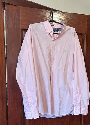 Эксклюзивная розовая мужская рубашка ralph lauren slim fit оригинал 17/43