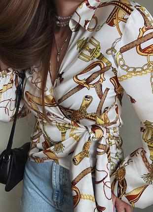 Дуже класна блуза з атласної віскози h&m з поясом