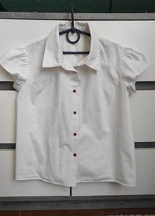 Базова біла сорочка з коротким рукавом для дівчаток для школи 7-8 років 122-128 см