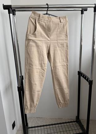 Брюки бежевые на резинке стан идеален
