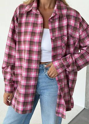 Жіноча картата сорочка в клітинку фланель