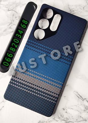 Чохол карбоновий на samsung s25 ultra з magsafe синій арамід кевлар вуглецеве волокно синій magnetic
