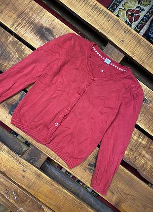 Детская хлопковая кофта (кардиган) tu (ту 7 лет 122 см оригинал красная)