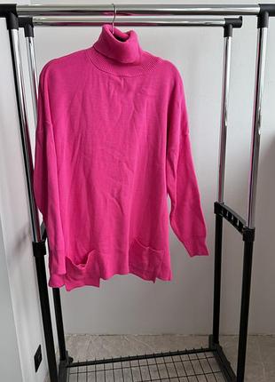 Туніка рожева в'язана довга утеплена