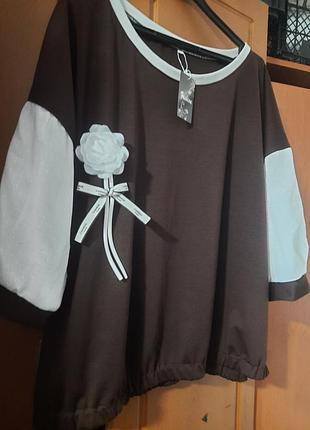 Новый блузон лонгслив пуловер шоколад оверсайз