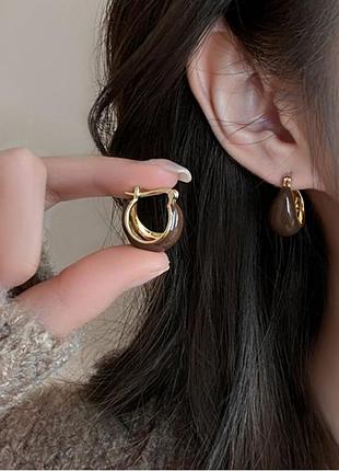 Серьги коричневые эмаль новые подарок