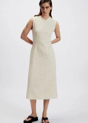 Натуральное платье миди в бохо, рустик стиле zara