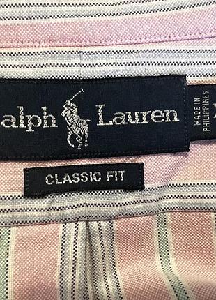 Эксклюзивная розовая в голубую полоску мужская рубашка ralph lauren classic fit оригинал xl