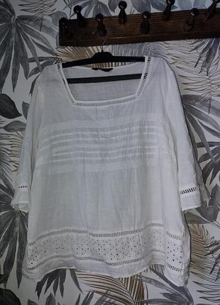 Біла блузка жіноча великого розміру 💯 бавовна