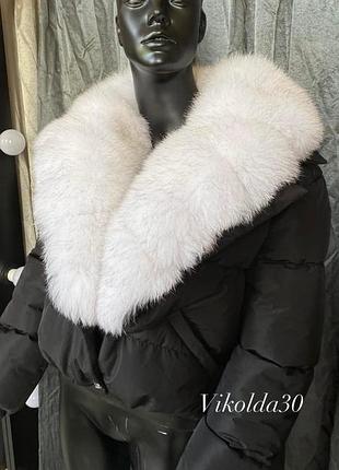 Жіноча зимова куртка пуффер з натуральним хутром песця з 42 по 54 розміри