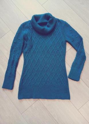 Теплий і затишний джемпер светр туніка кольору морської хвилі!!!