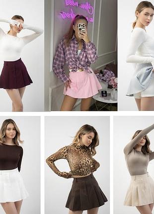 Жіночя спідниця-шорти, класичні базові шорти-спідниця з костюмної тканини бордо, шоколад, молочний, сірий, чорний.