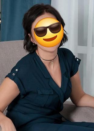 Женский летний комбинезон темно синего цвета, размер s