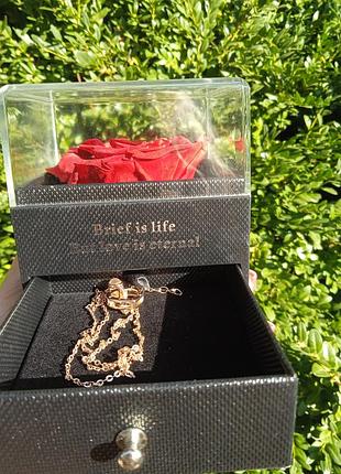 Цепочка в подарочной упаковке со стабилизированной розой
отлично на презент