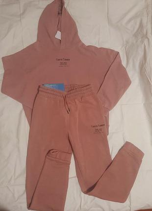 Комфортный, стильный и теплый хлопковый костю на флисе для девочки от pepperts, нитечка, рост 146-152