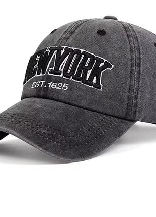 Кепка на лето new york графитовая кепка летняя нью йорк кепка темно-серая бейсолка графитового цвета