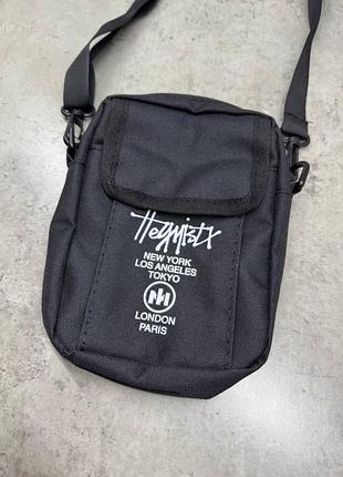 Мессенджер мужской stussy барсетка стуси чёрная, сумка stussy чёрная, месенджер чёрного цвета стуси