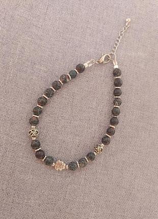 Браслет из натурального камня # матовый агат кракле 6 мм