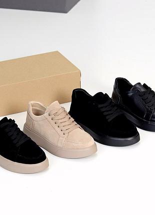 Кросівки кеди жіночі з натуральної шкіри замші