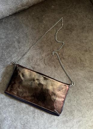 Прямокутна сумка невеликого розміру на плече з натуральної шкіри