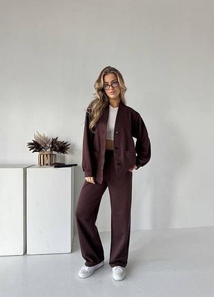 Жіночий прогулянковий трикотажний брючний костюм