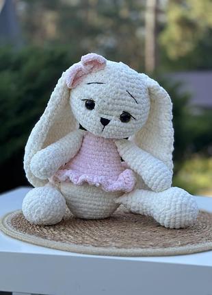 Вʼязаний зайка плюшевий зайка