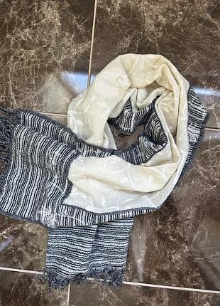 Шарф вовна вовняний шерстяний теплий молочний сірий стильний модний