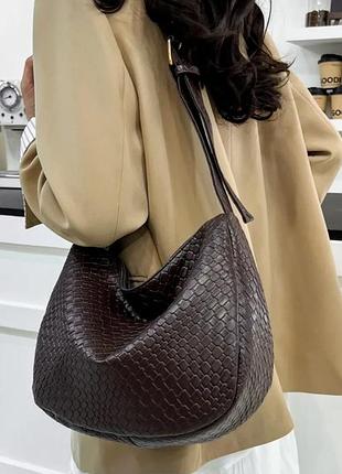 Сумка хобо шоколад плетена🤎🔥