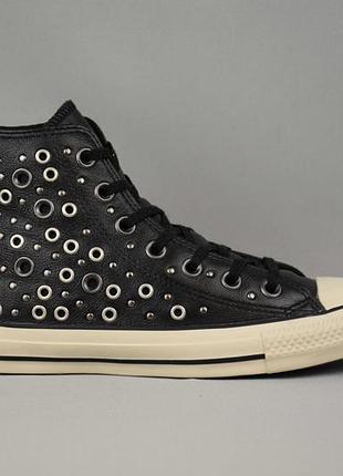 Converse ctas distressed hi Tênis кросівки кеди жіночі високі шкіряні чорні із заклепками. оригінал. 36-37 р./23.5 см