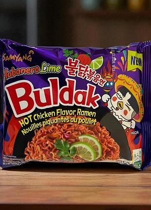 Лапша рамен samyang buldak с перцем хабанеро и лаймом, корейская лапша бульдак рамен очень острая курица