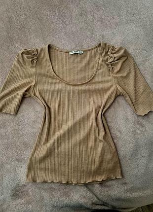 Женская элегантная футболка, stradivarius, размер m, бежевого цвета