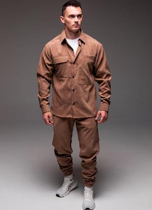 Костюм чоловічий вельветовий сорочка + джогери приємна тканина двійка вельветовий дуже зручний стильний
