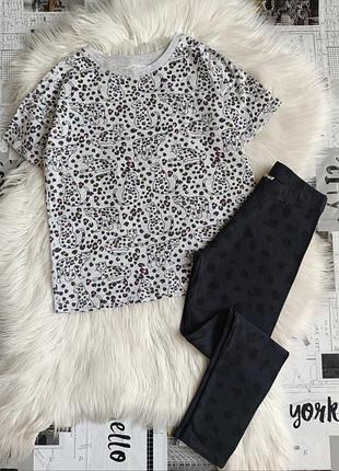 Футболка + леггинсы 8-9 р. 128-134 см.