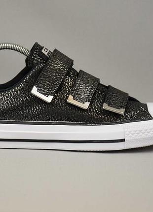 Converse ctas 3v velcro mujer ox кросівки кеди жіночі шкіряні сріблясті на липучках оригінал 36.5 р/23.5 см vans asics hoka puma adidas nike jordan