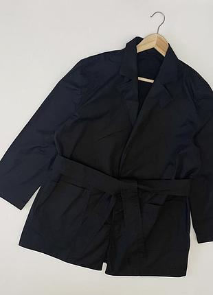 Massimo dutti жакет жіночий з поясом чорного кольору прямого крою, розмір м
