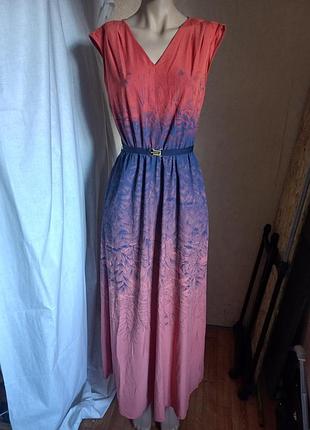 Длинное платье skunk funk, без рукавов, цветочный
принт, с поясом, v-образный вырез, размер27