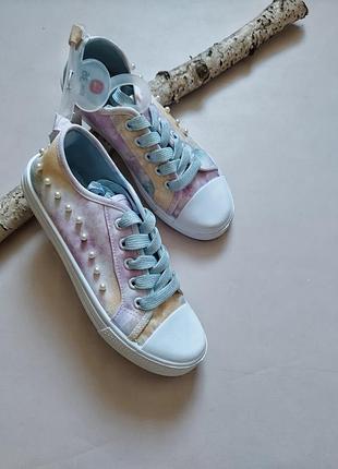 🩵💛крутецькі кеди з перлинками для дівчинки від бренду 💕 cool club 🩷💚