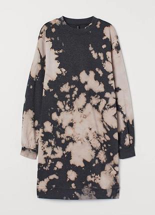 Xs h&amp;m фирменное женское подростковое теплое платье свитшот с длинными рукавами тай-дай